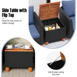 3 Pieces Outdoor Patio Rattan Furniture Set-Navy