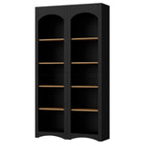ON-TREND Free Standing 5 Tier Bookshelves, Bookcases Set of 2, Farmhouse Two-Tone Storage Cabinet with Adjustable Shelves, Modern 72'H Kitchen Pantry Cabinet for Living Room, Home Office, Black