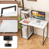 Compact Computer Desk Workstation with 4 Tier Shelves for Home and Office-White