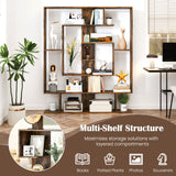7-Tier Bookshelf  Open Display Shelf Rack for Home Office-Rustic Brown