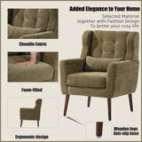 Modern Olive Green Chenille Accent Chair