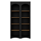 ON-TREND Free Standing 5 Tier Bookshelves, Bookcases Set of 2, Farmhouse Two-Tone Storage Cabinet with Adjustable Shelves, Modern 72'H Kitchen Pantry Cabinet for Living Room, Home Office, Black